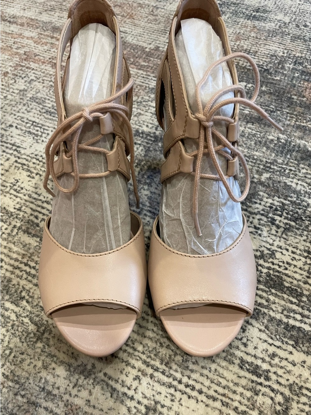 NEW - Clark’s Adriel Elaina Women’s Open-Toe Lace-Up Heels in Blush